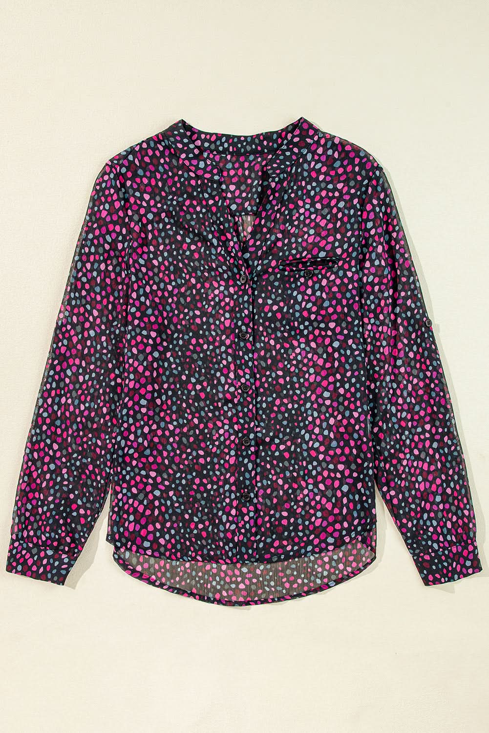 Grape Wine Polka Dot Printed Buttoned Casual Shirt - Love Salve